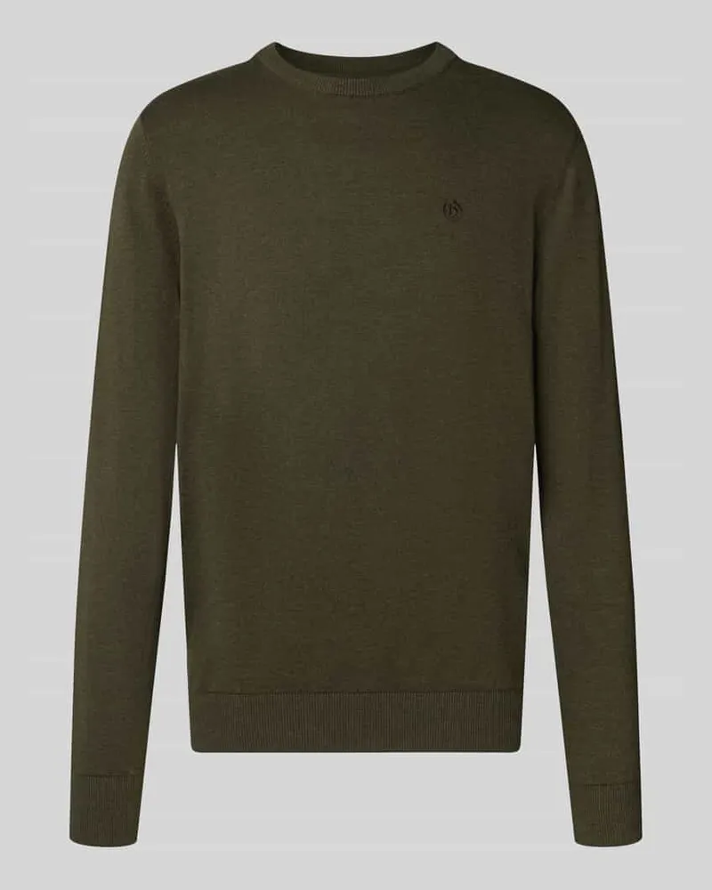 Bugatti Relaxed Fit Strickpullover aus reiner Baumwolle Oliv