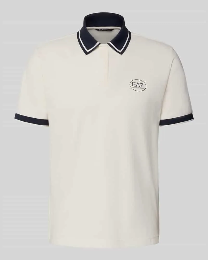 EA7 Regular Fit Poloshirt mit Logo-Print Offwhite
