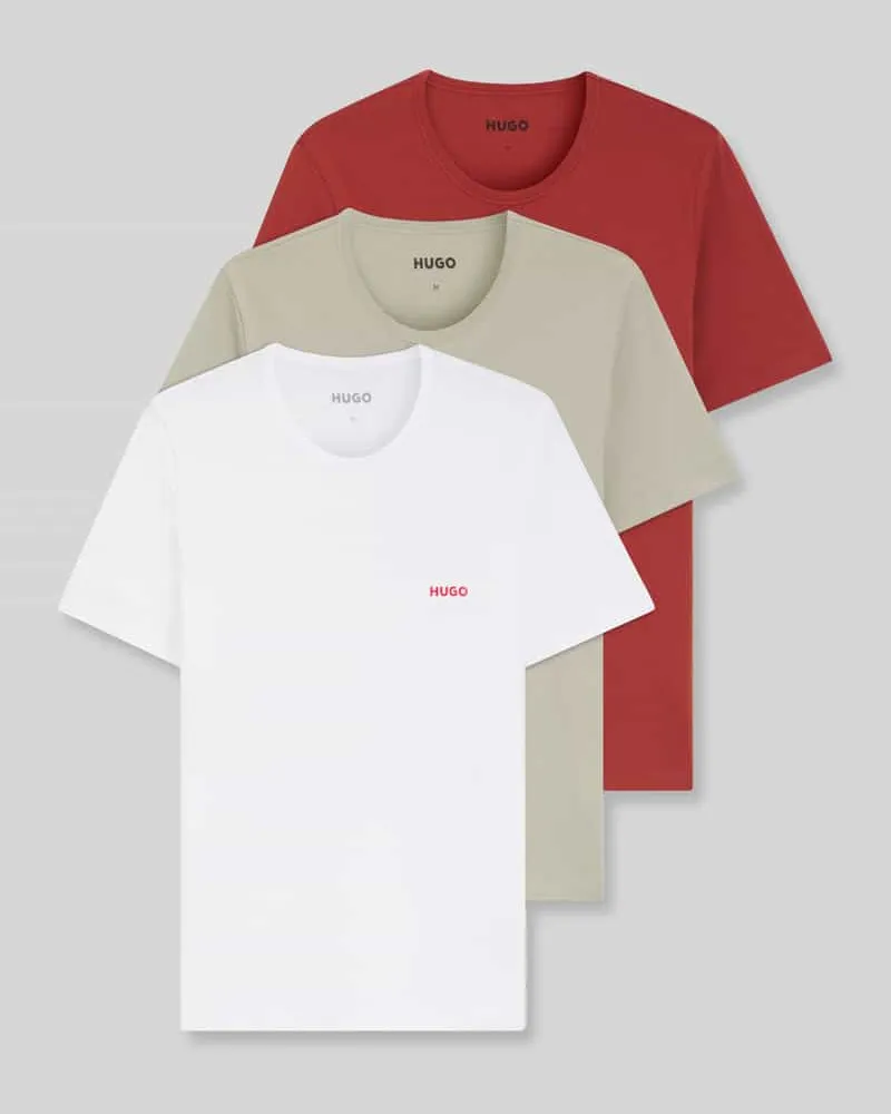 HUGO BOSS Regular Fit T-Shirts aus reiner Baumwolle im 3er-Pack Terra