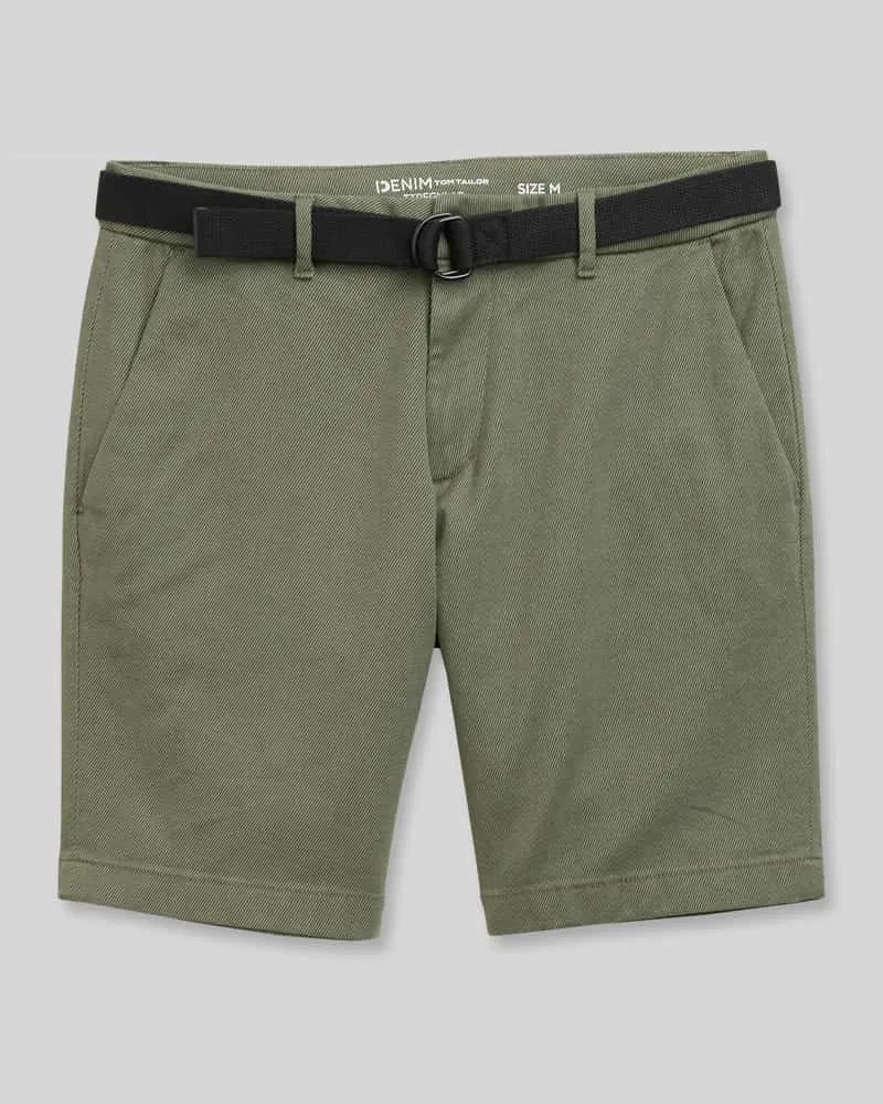 Tom Tailor Regular Fit Chinoshorts aus Baumwoll-Mix Oliv