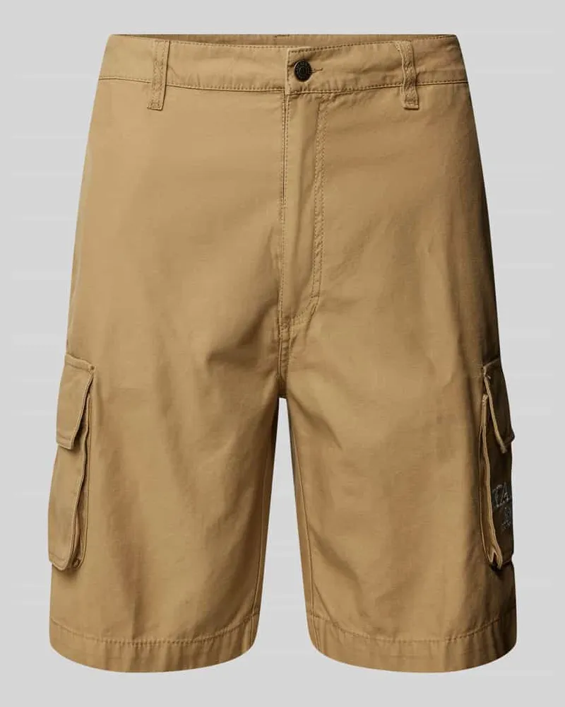 Karl Kani Regular Fit Cargoshorts mit Label-Stitching Beige