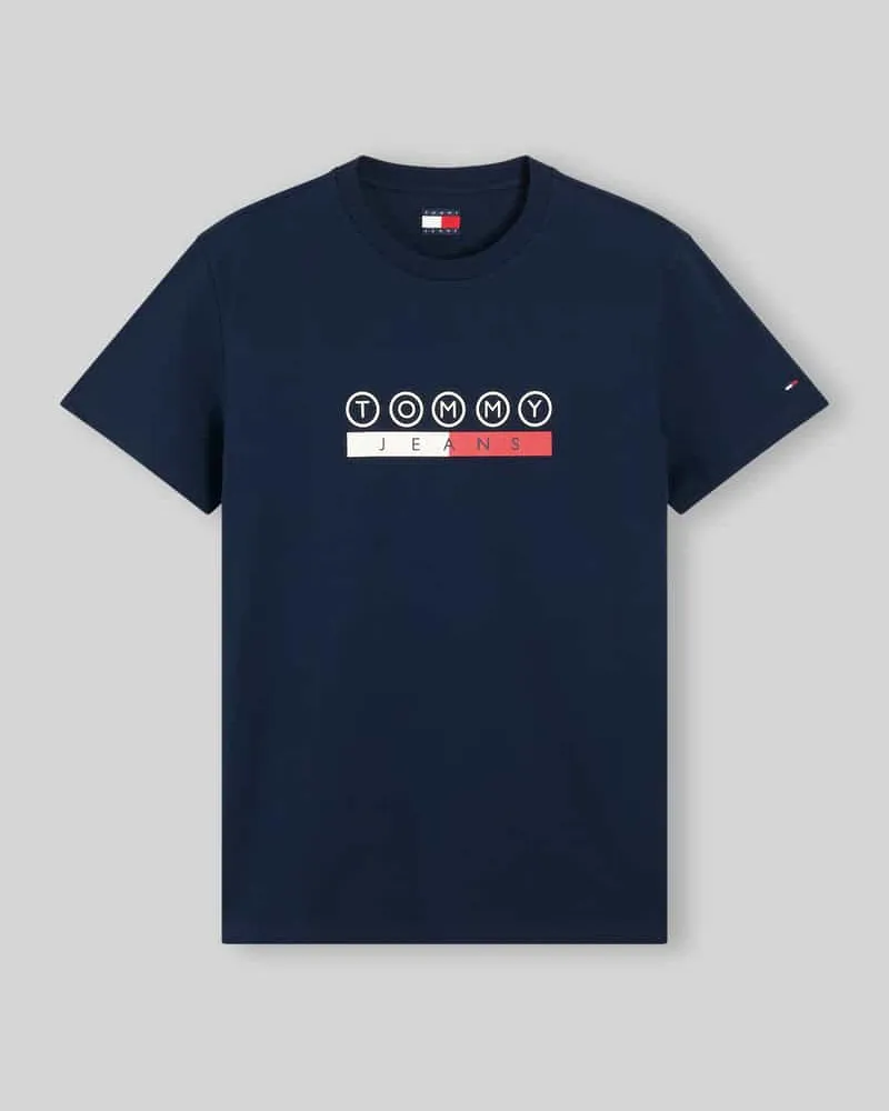 Tommy Hilfiger Regular Fit T-Shirt aus reiner Baumwolle mit Logo-Print Dunkelblau