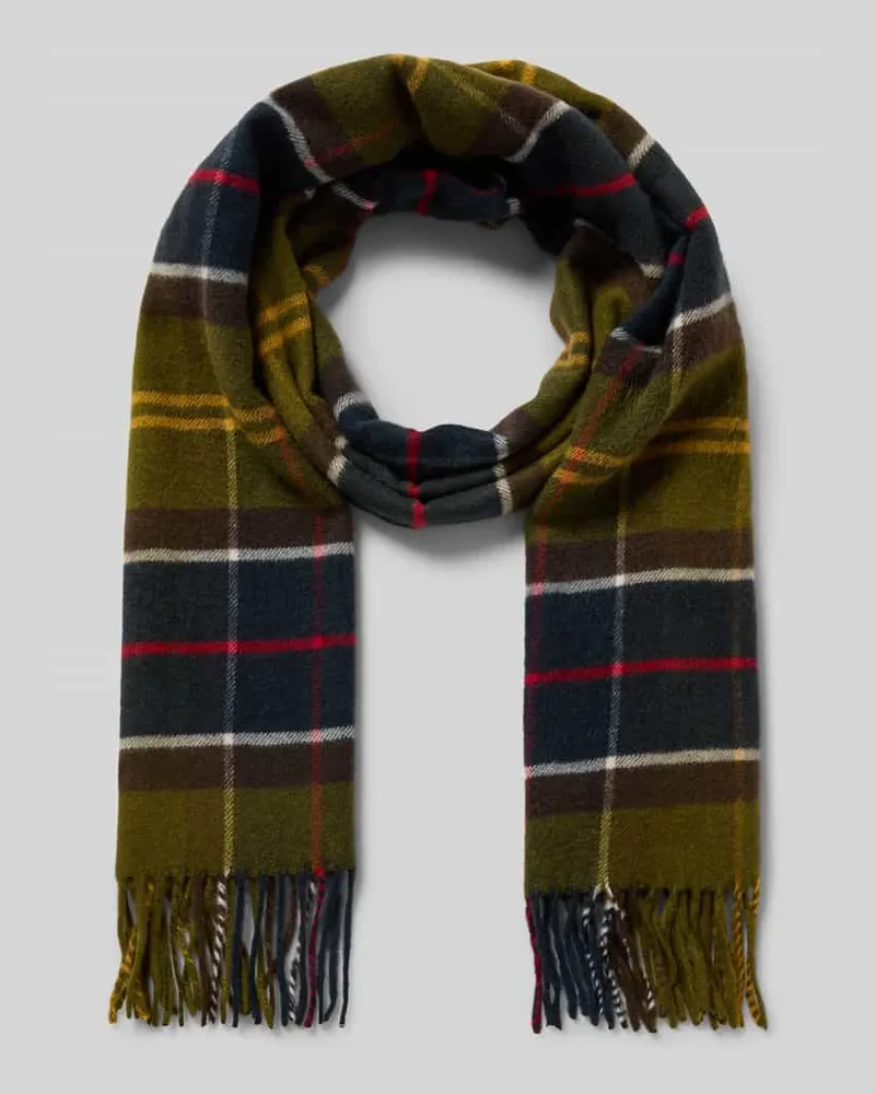 Barbour Schal mit Fransenabschluss Modell 'Yaxley Oliv