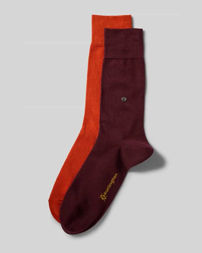 Burlington Socken mit Label-Details im 2er-Pack Dunkelorange