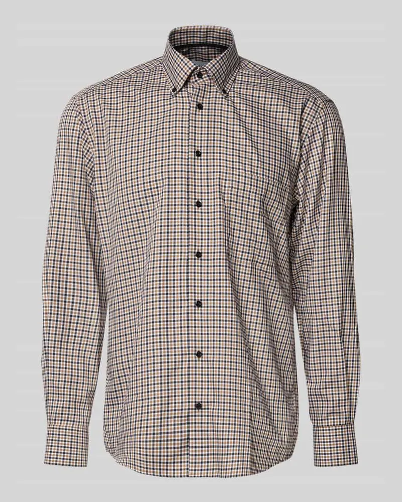 Eterna Comfort Fit Business-Hemd mit Button-Down-Kragen Beige
