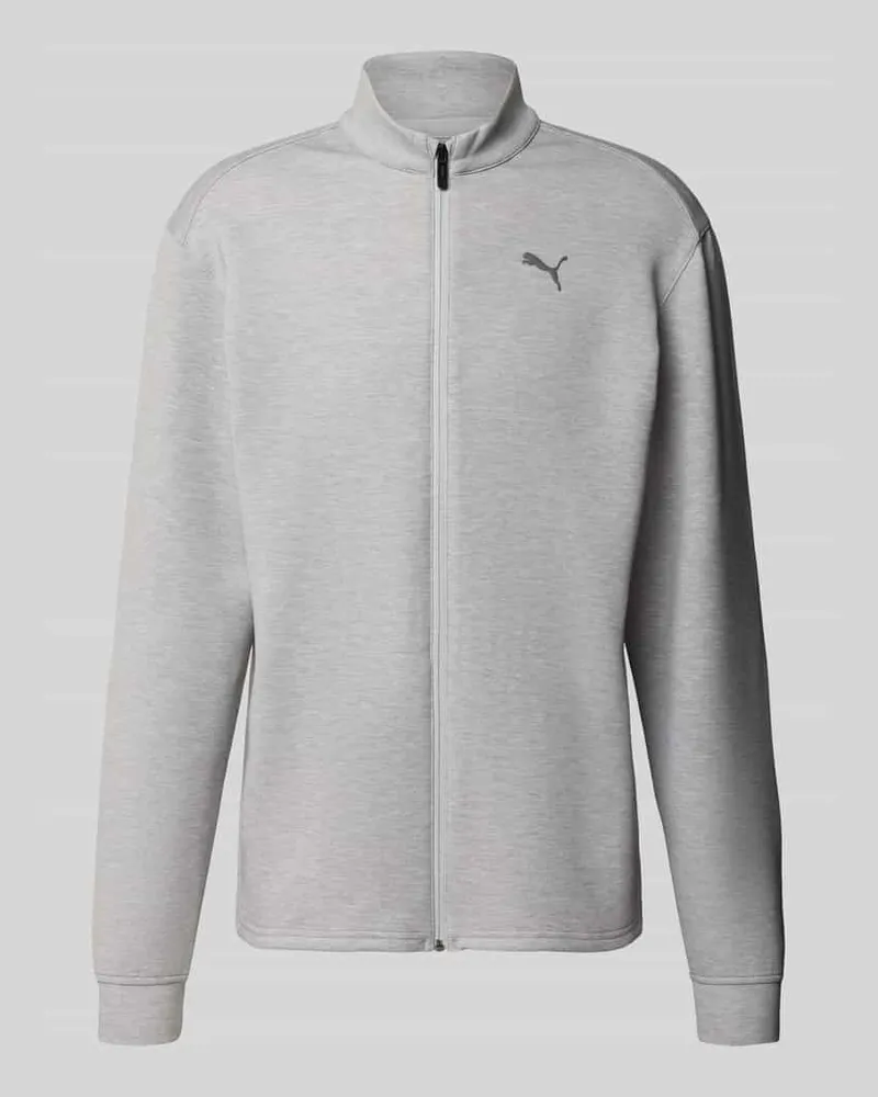Puma Sweatjacke mit Stehkragen und Logo Hellgrau