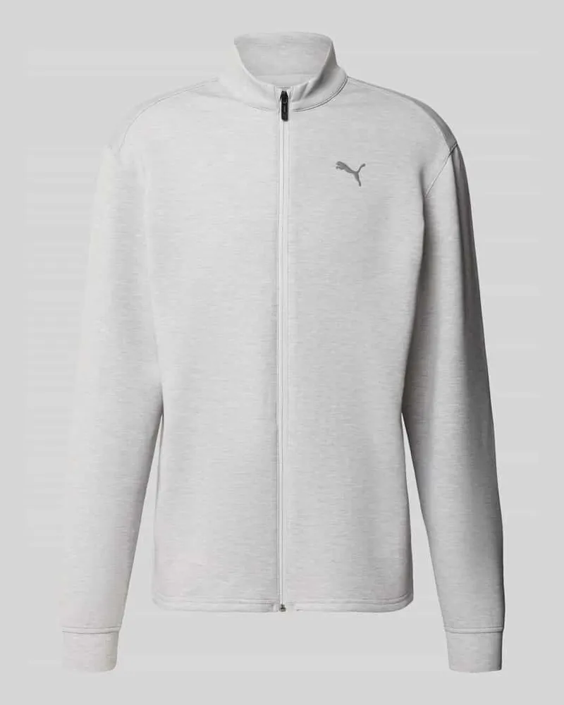 Puma Sweatjacke mit Stehkragen und Logo Hellgrau