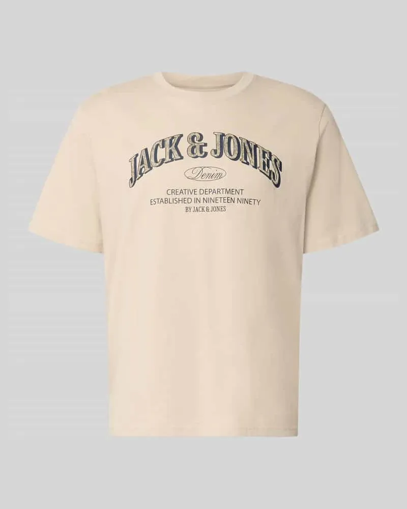 Jack & Jones Regular Fit T-Shirt aus reiner Baumwolle Modell 'Denver Beige