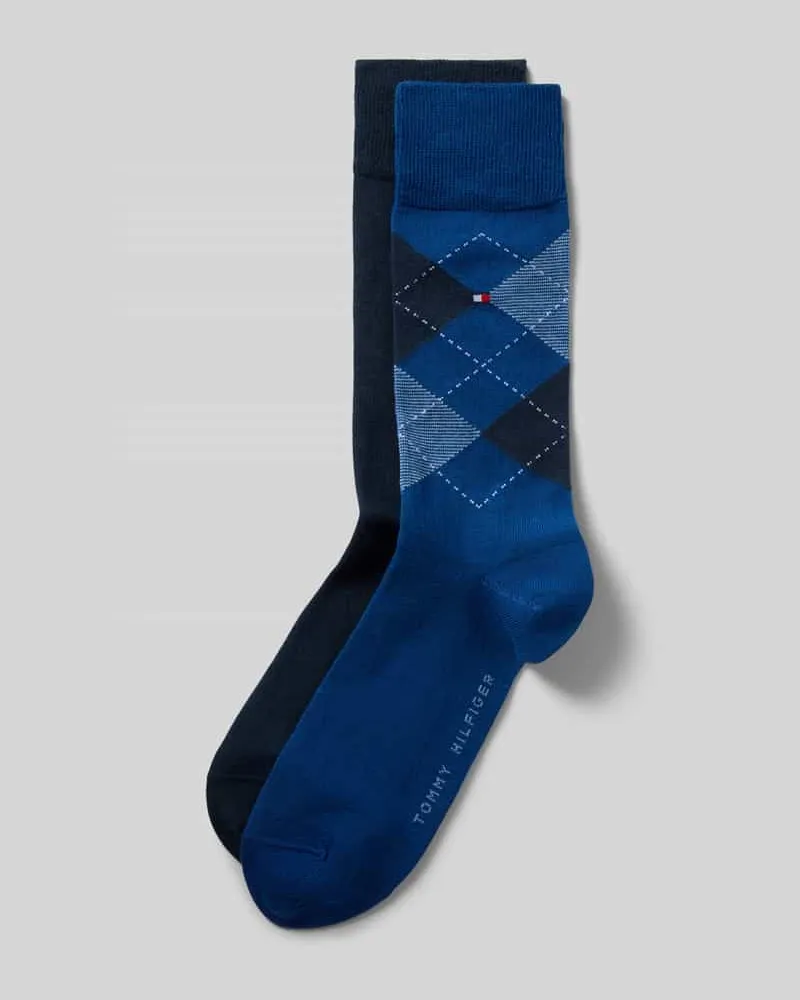 Tommy Hilfiger Socken aus Baumwoll-Mix im 2er-Pack Modell 'CHECK 2P Royal