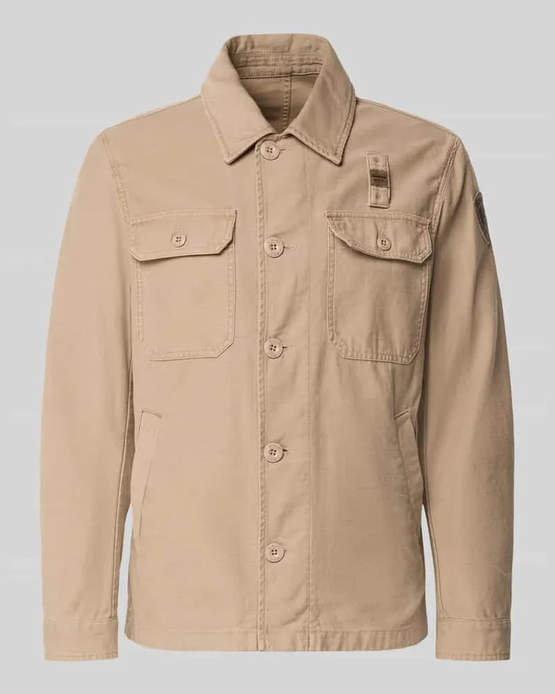 Blauer Regular Fit Hemdjacke mit Brusttaschen Modell 'Goodale Beige
