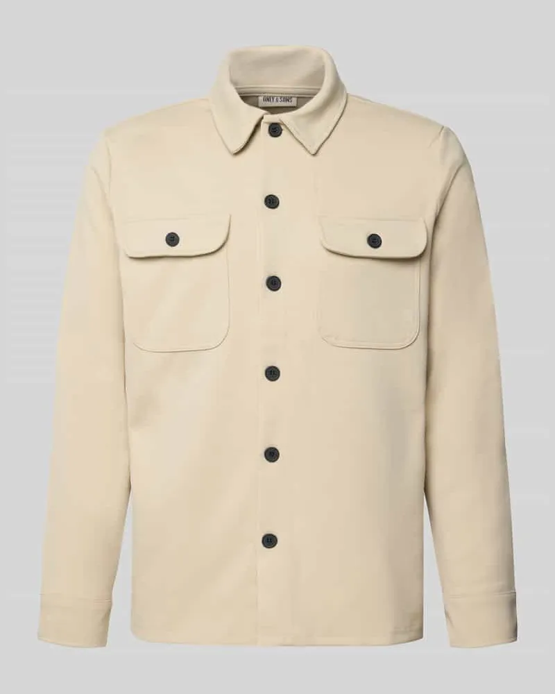 Only & Sons Regular Fit Hemdjacke mit leichtem Strukturmuster Modell 'NEWKODYL Beige