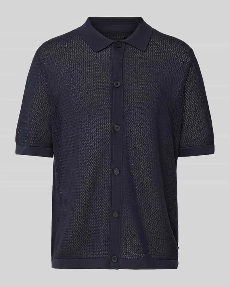 Jack & Jones Freizeithemd mit Knopfleiste Modell 'AARTO Dunkelblau