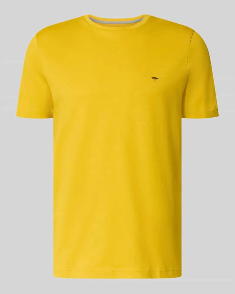 Fynch-Hatton T-Shirt mit Rundhalsausschnitt und Label-Stitching Gelb