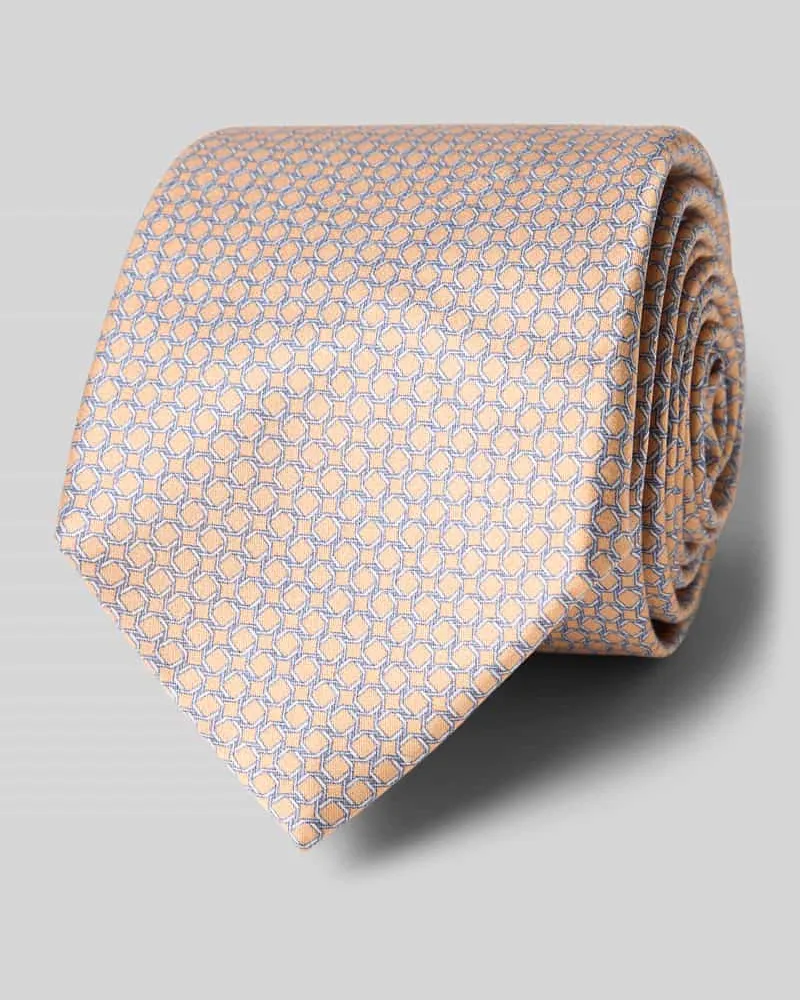 Gierre Milano Seidenkrawatte aus reiner Seide mit Logo-Patch (7,5 cm Apricot