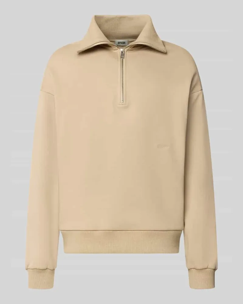 Drykorn Regular Fit Sweatshirt aus Baumwoll-Mix mit Troyer-Kragen Beige