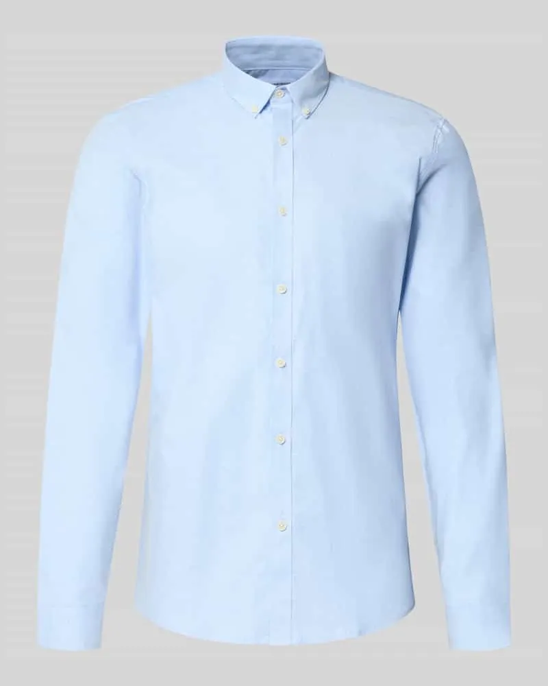 Lindbergh Regular Fit Freizeithemd aus Baumwoll-Mix Modell 'Oxford Hellblau