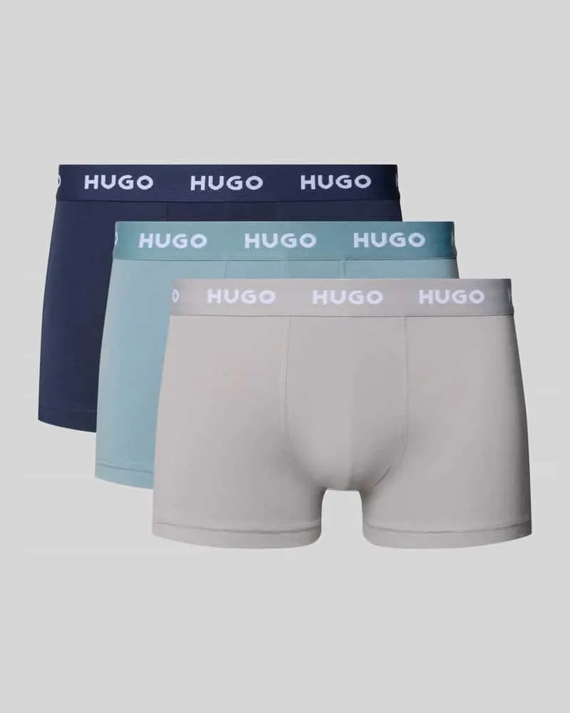 HUGO BOSS Slim Fit Trunks aus Baumwoll-Mix im 3er-Pack Modell 'PACK Blau
