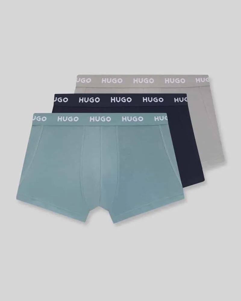 HUGO BOSS Slim Fit Trunks aus Baumwoll-Mix im 3er-Pack Modell 'PACK Blau