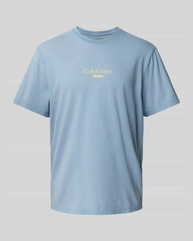 Calvin Klein T-Shirt mit Label-Print Rauchblau