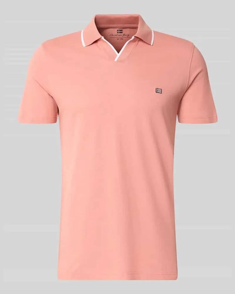 Christian Berg Modern Fit Poloshirt mit Logo-Stitching Lachs