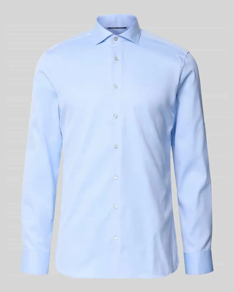 Eterna Slim Fit Businesshemd aus Twill Bleu