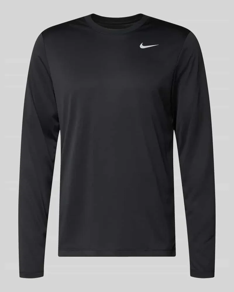 Nike Longsleeve mit Logo-Print und Rundhalsausschnitt Black