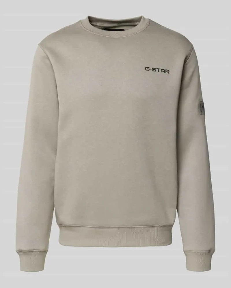 G-STAR RAW Sweatshirt mit Label-Print Hellgrau