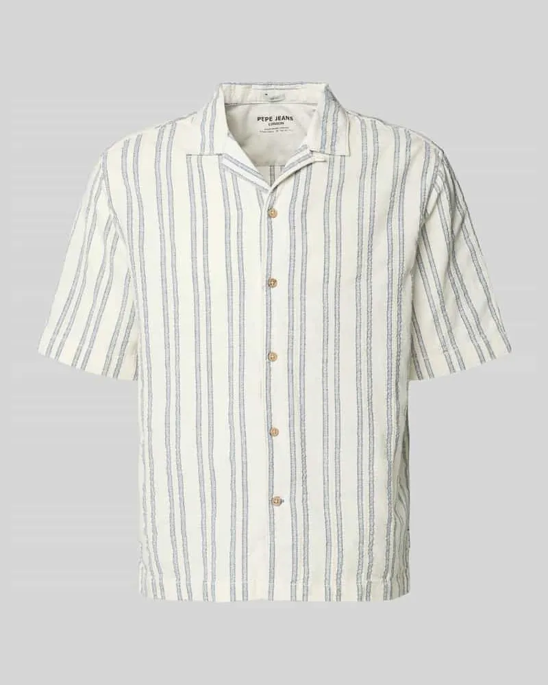 Pepe Jeans Regular Fit Freizeithemd aus Baumwoll-Mix Modell 'PERSHORE Hellblau