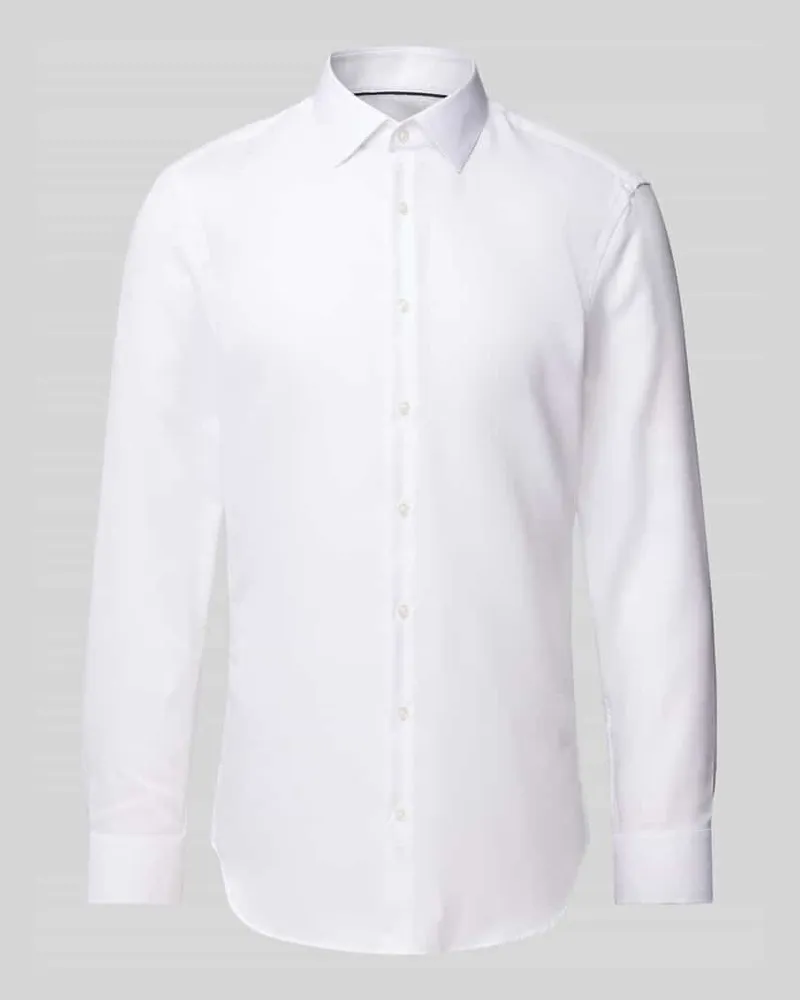 JAKE*S Super Slim Fit Business-Hemd mit Knopfleiste Weiss