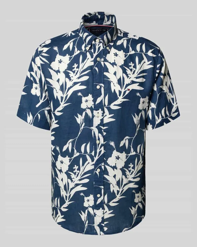 Tommy Hilfiger Regular Fit Leinenhemd mit kurzem Arm 