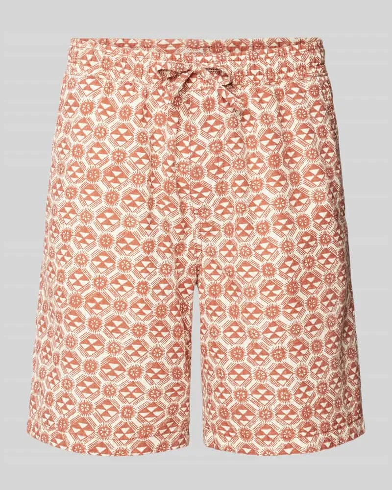 Jack & Jones Regular Fit Shorts mit Allover-Print Modell 'JAIDEN Rostrot