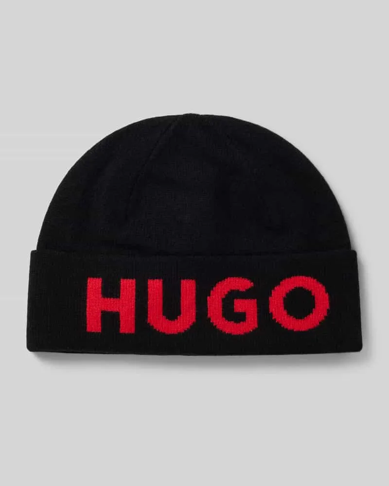 HUGO BOSS Beanie mit Label-Detail Modell 'Xola Black