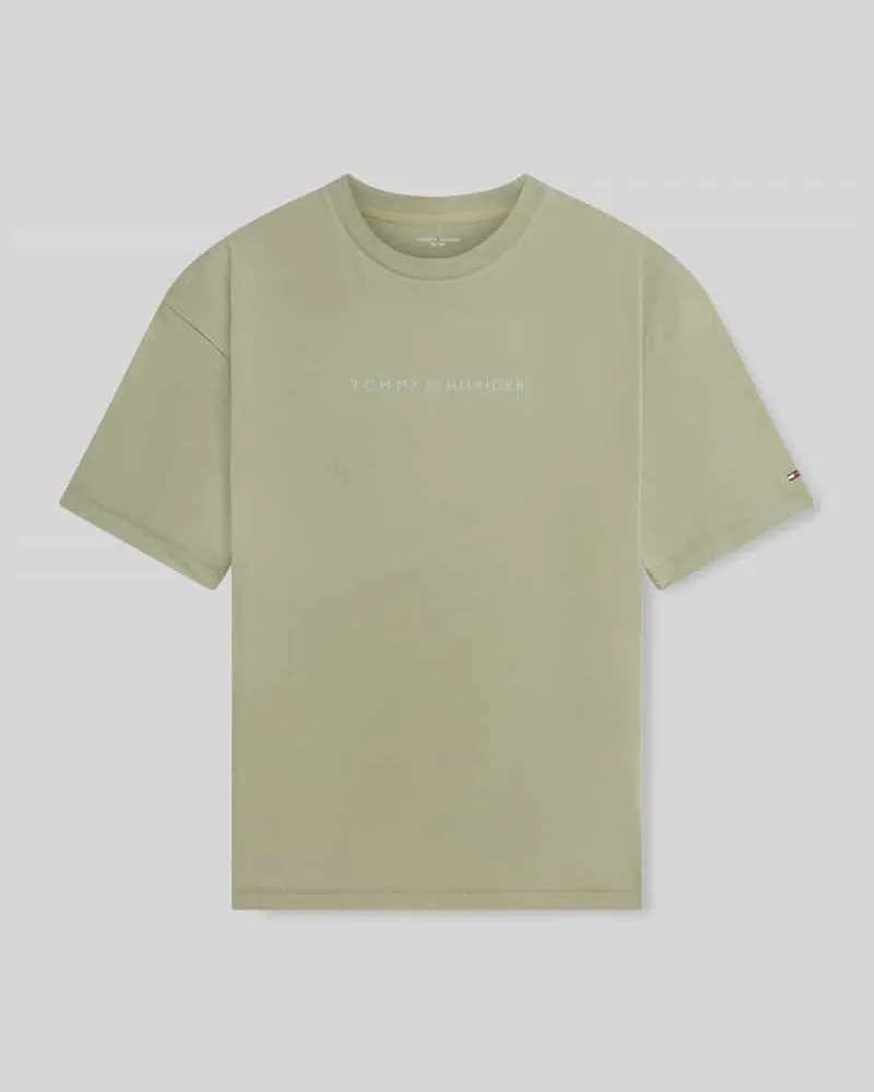 Tommy Hilfiger Regular Fit T-Shirt mit Label-Schriftzug aus reiner Baumwolle Mint