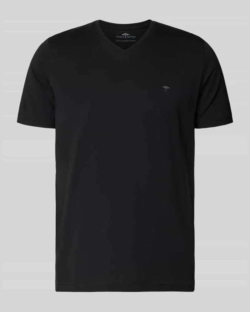 Fynch-Hatton T-Shirt mit Label-Stitching Black
