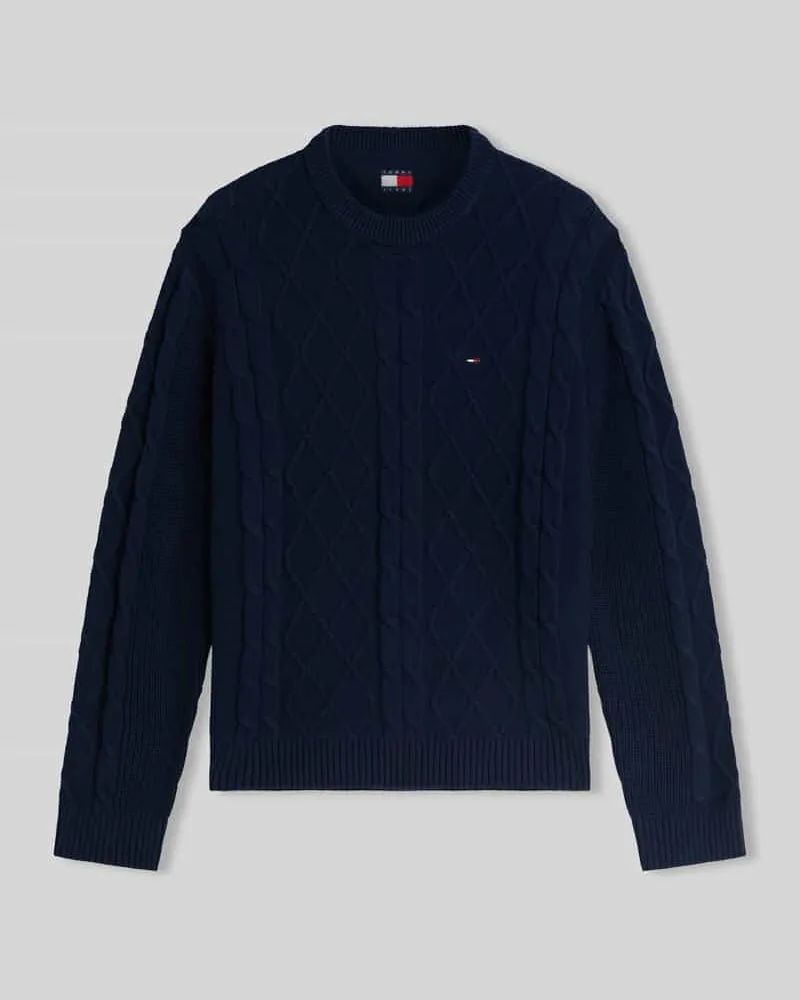 Tommy Hilfiger Regular Fit Pullover aus reiner Baumwolle mit Logo-Stitching Dunkelblau
