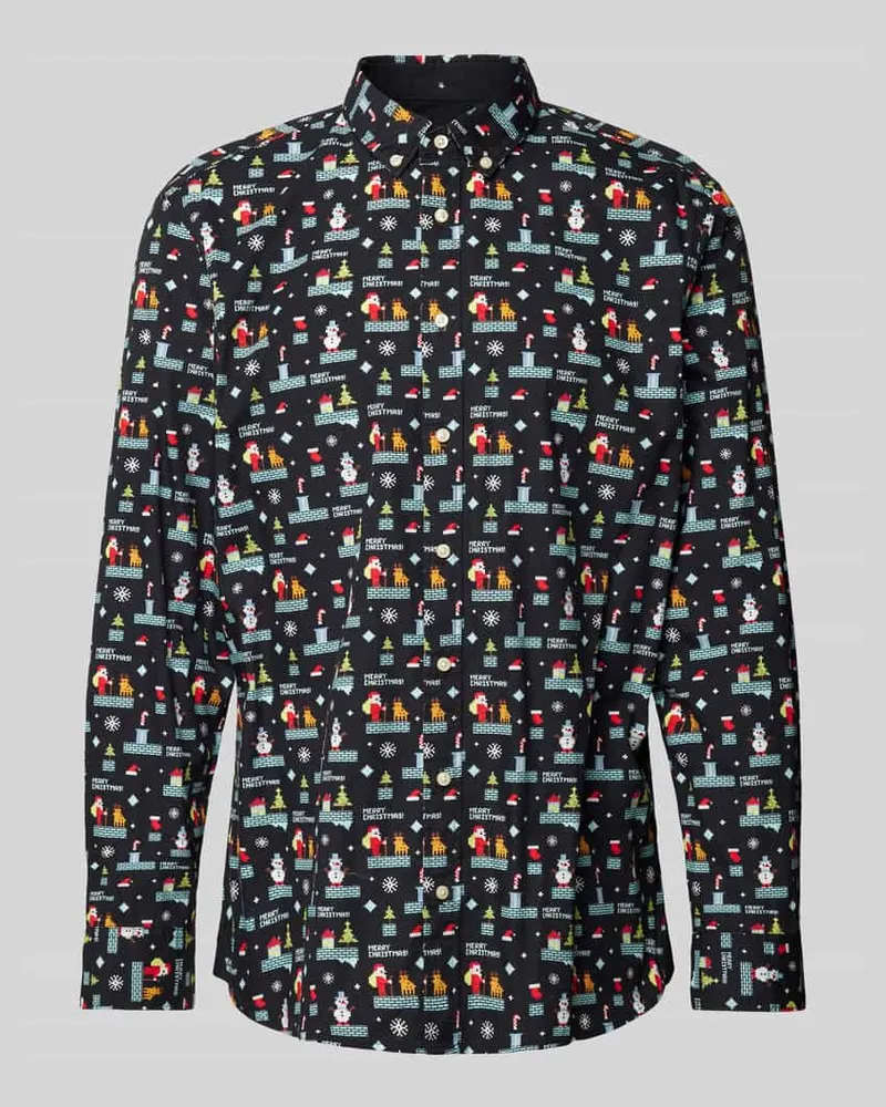 MONTEGO Freizeithemd mit Knopfleiste Black