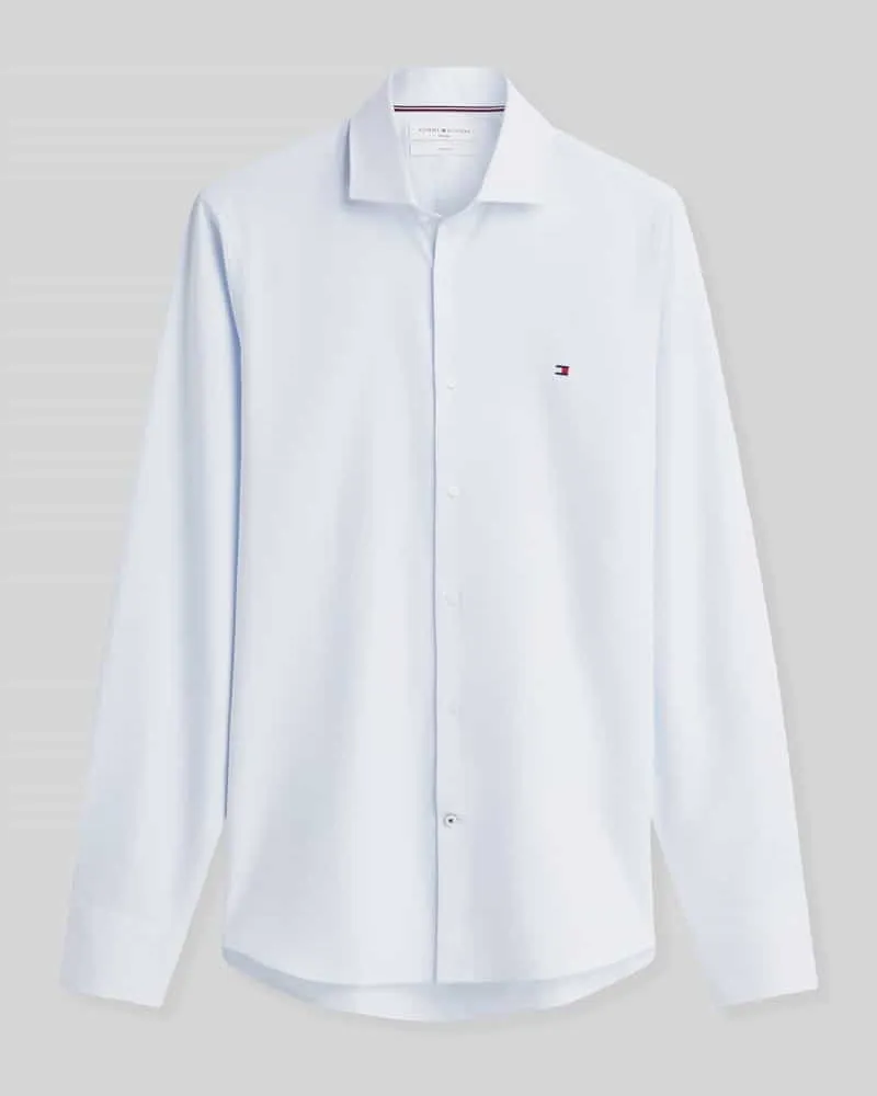 Tommy Hilfiger Regular Fit Businesshemd mit abgerundetem Saum Bleu