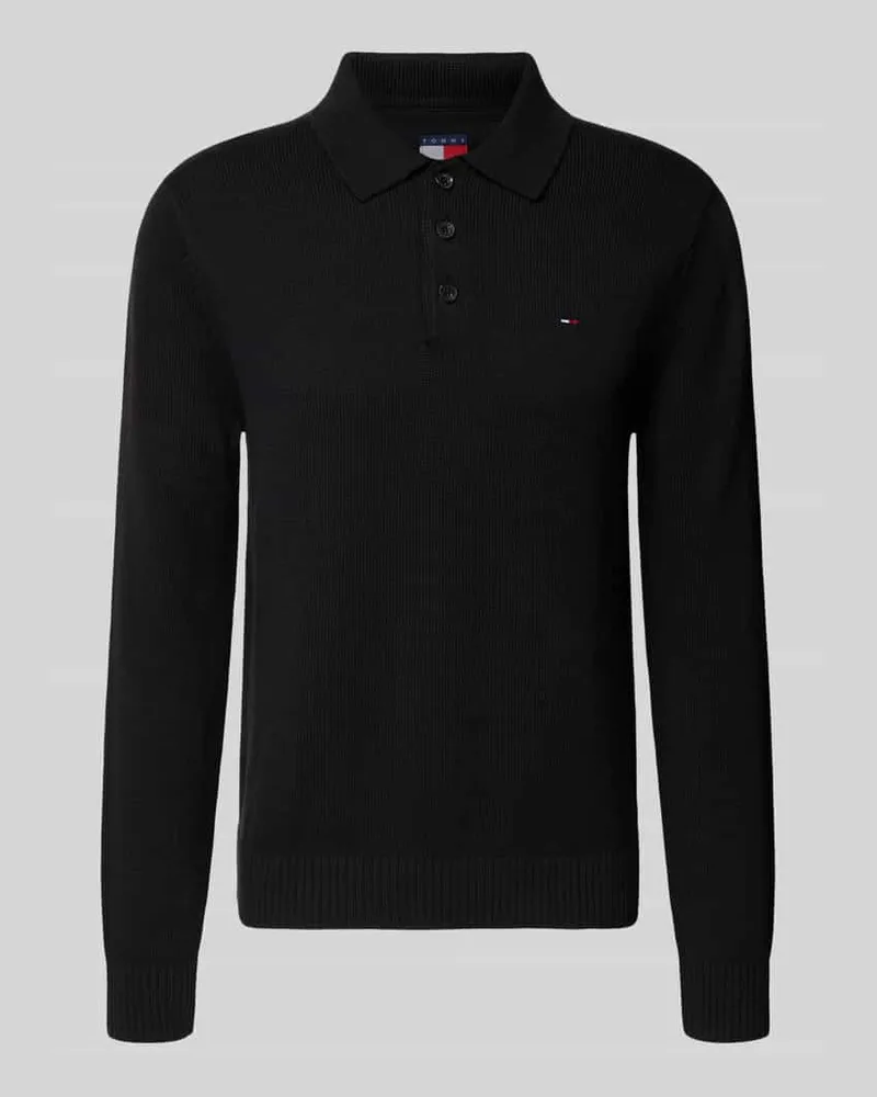 Tommy Hilfiger Slim Fit Strickpullover aus reiner Baumwolle Black