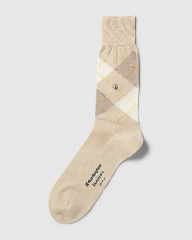 Burlington Socken mit Karomuster Modell 'MANCHESTER Sand