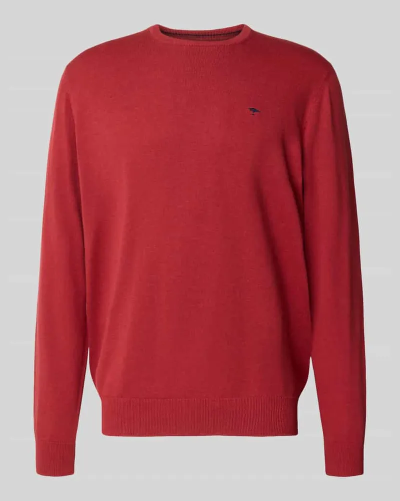 Fynch-Hatton Strickpullover aus reiner Baumwolle mit Logo-Stickerei Rot