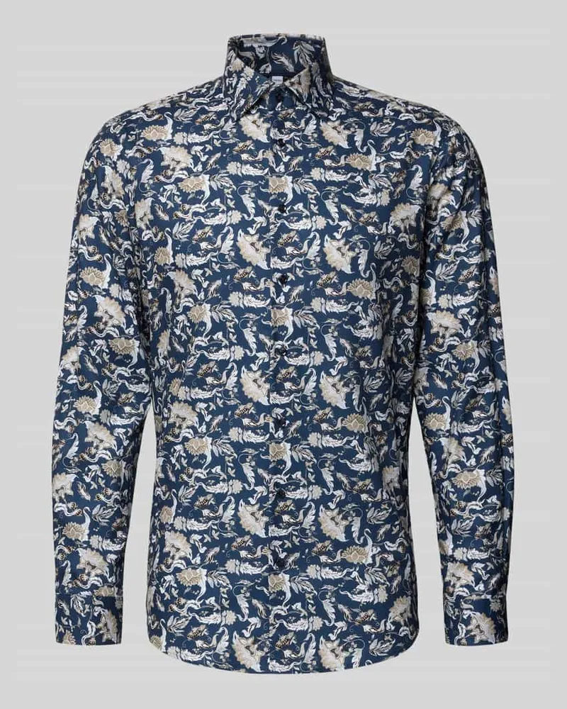 Christian Berg Regular Fit Business Hemd aus Baumwolle mit Kentkragen Marine