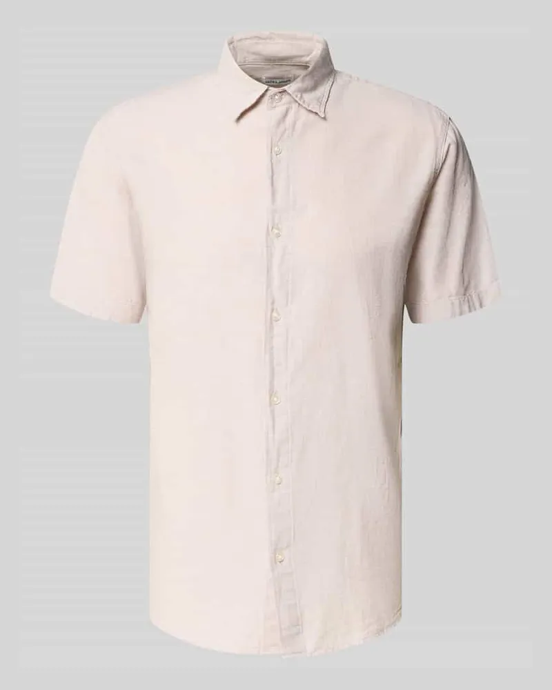 Jack & Jones Regular Fit Freizeithemd aus Baumwoll-Leinen-Mix Sand