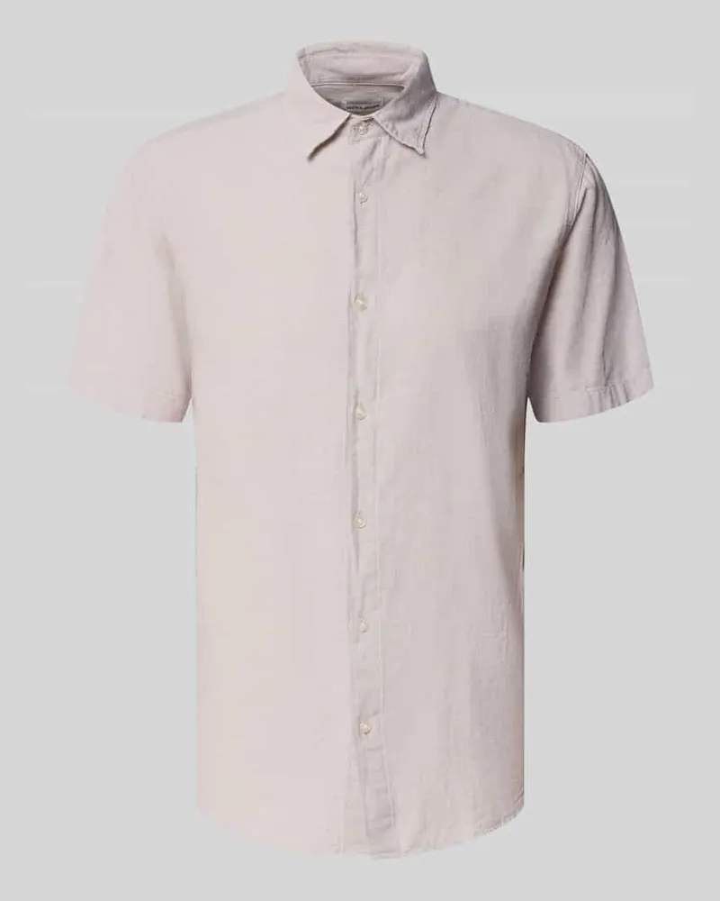 Jack & Jones Regular Fit Freizeithemd aus Baumwoll-Leinen-Mix Sand