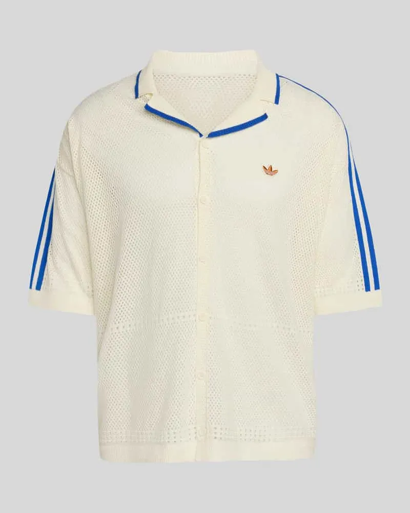 adidas Loose Fit Freizeithemd aus reiner Baumwolle Offwhite