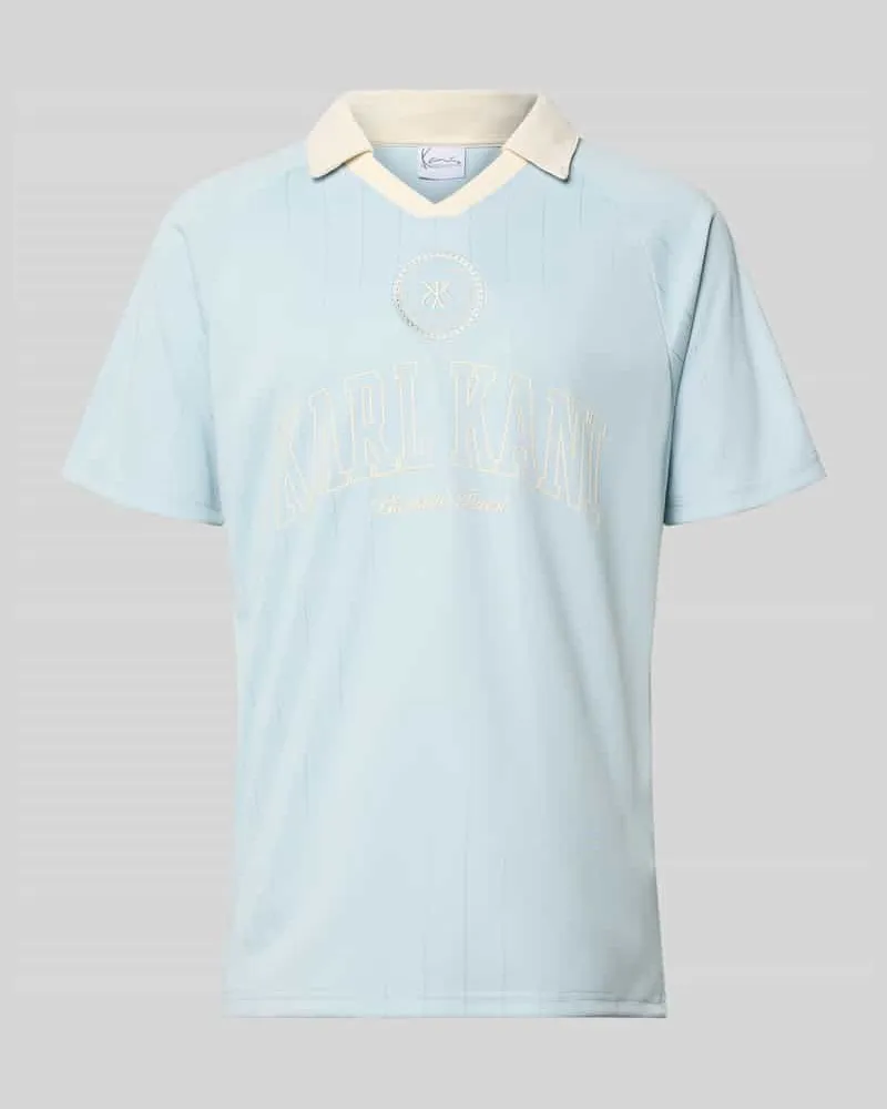 Karl Kani Regular Fit T-Shirt mit Umlegekragen Modell 'Heritage Hellblau