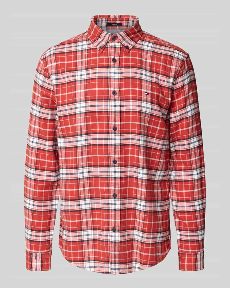 Tommy Hilfiger Regular Fit Flanellhemd aus reiner Baumwolle Hellrot