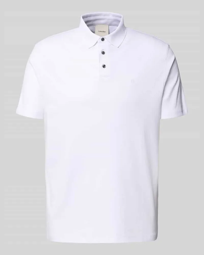Calvin Klein Relaxed Fit Poloshirt mit Logo-Stitching Modell 'SUPIMA Weiss