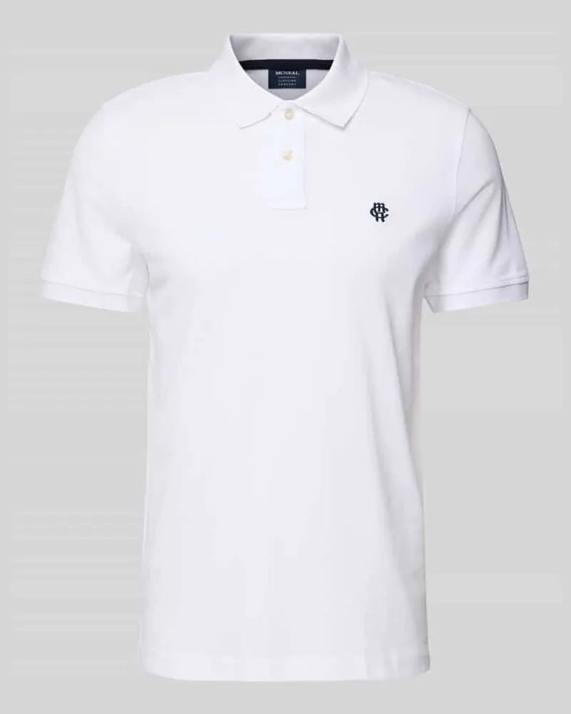 McNeal Regular Fit Poloshirt mit Knopfleiste und Label-Stitching Weiss