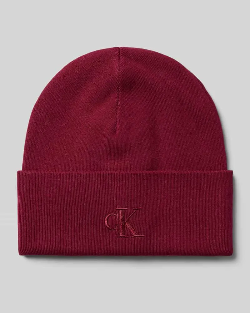 Calvin Klein Beanie aus Viskose-Mix mit Logo-Stitching 