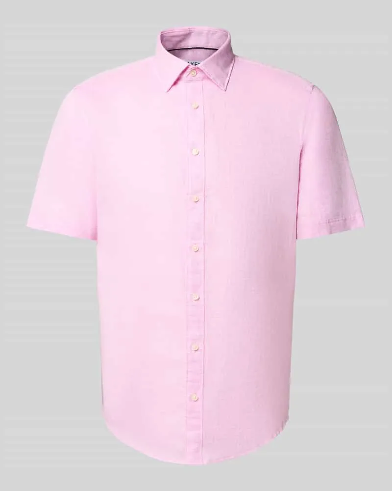 JAKE*S Slim Fit Leinenhemd mit Knopfleiste 